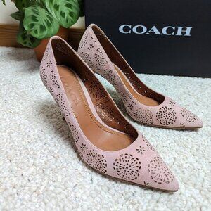 Coach Waverly Peony Pink Tea Rose Cut Out Pointed Toe Pumps